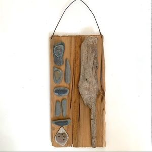 Original Driftwood and beach stone wall hanging.